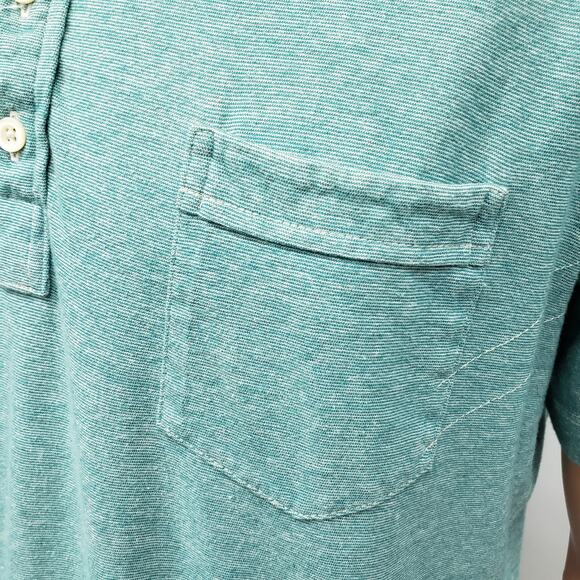 Billy Reid Polo Shirt Pocket Men XL Blue Green Teal Stripe Cotton Poly Pensacola - Picture 5 of 13